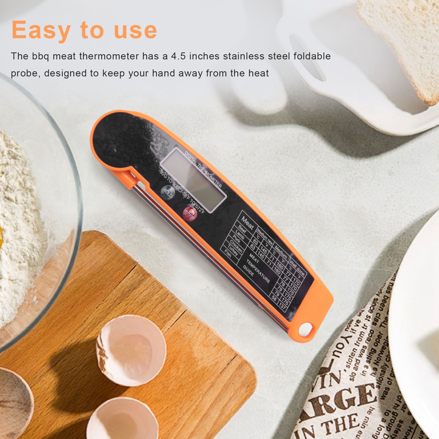 Instant Read Thermometer - مقياس حرارة اللحوم الرقمي الفوري من