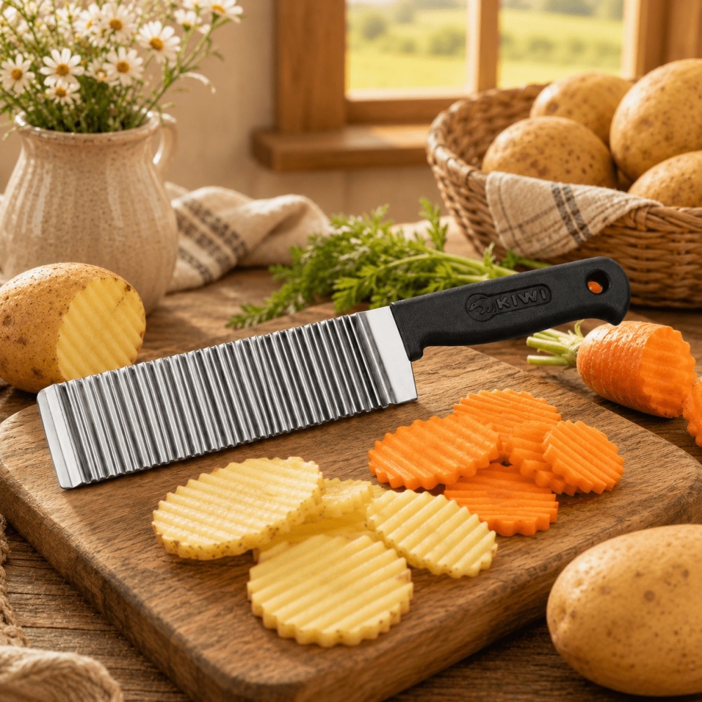 Kitchen Gadgets Vegetable Chopper - قطاعة بطاطس مموجة من الفولاذ المقاوم