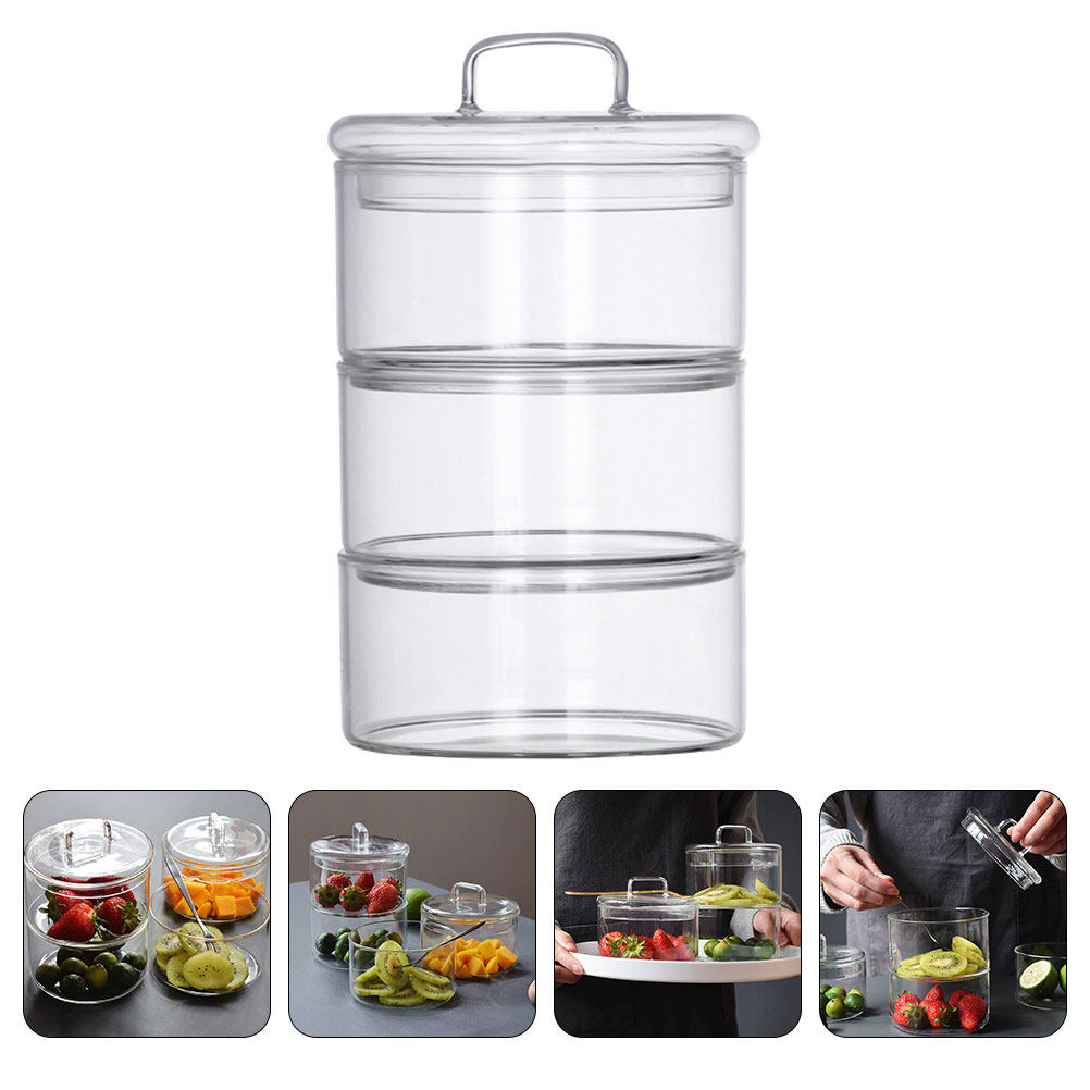 Food Storage Containers - طقم وعاء تخزين زجاجي شفاف للسلطة،