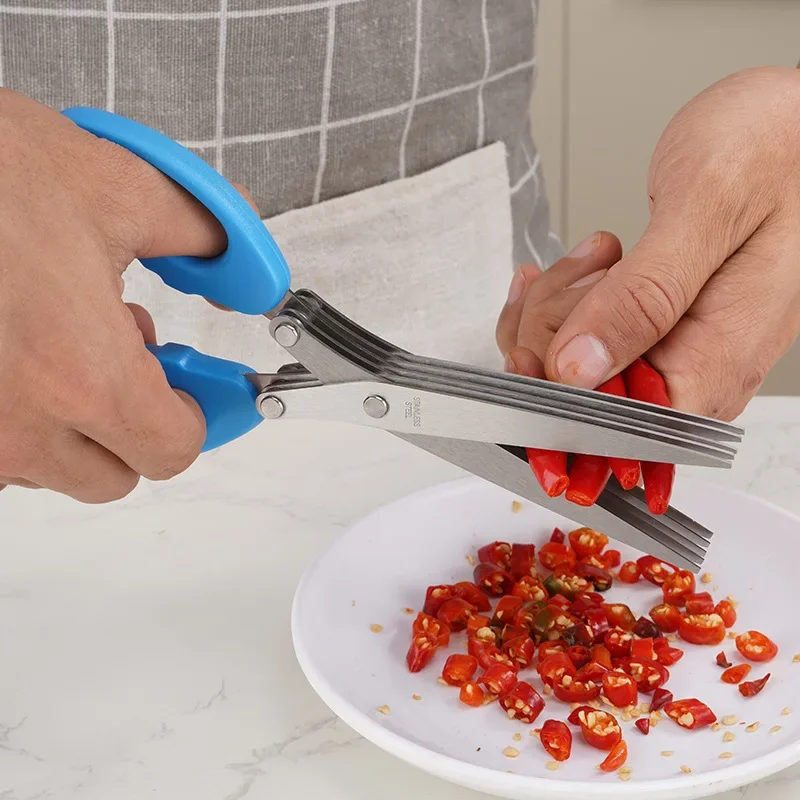 Herb Scissors 5 Blade - مقص المطبخ متعدد الوظائف متعدد الطبقات