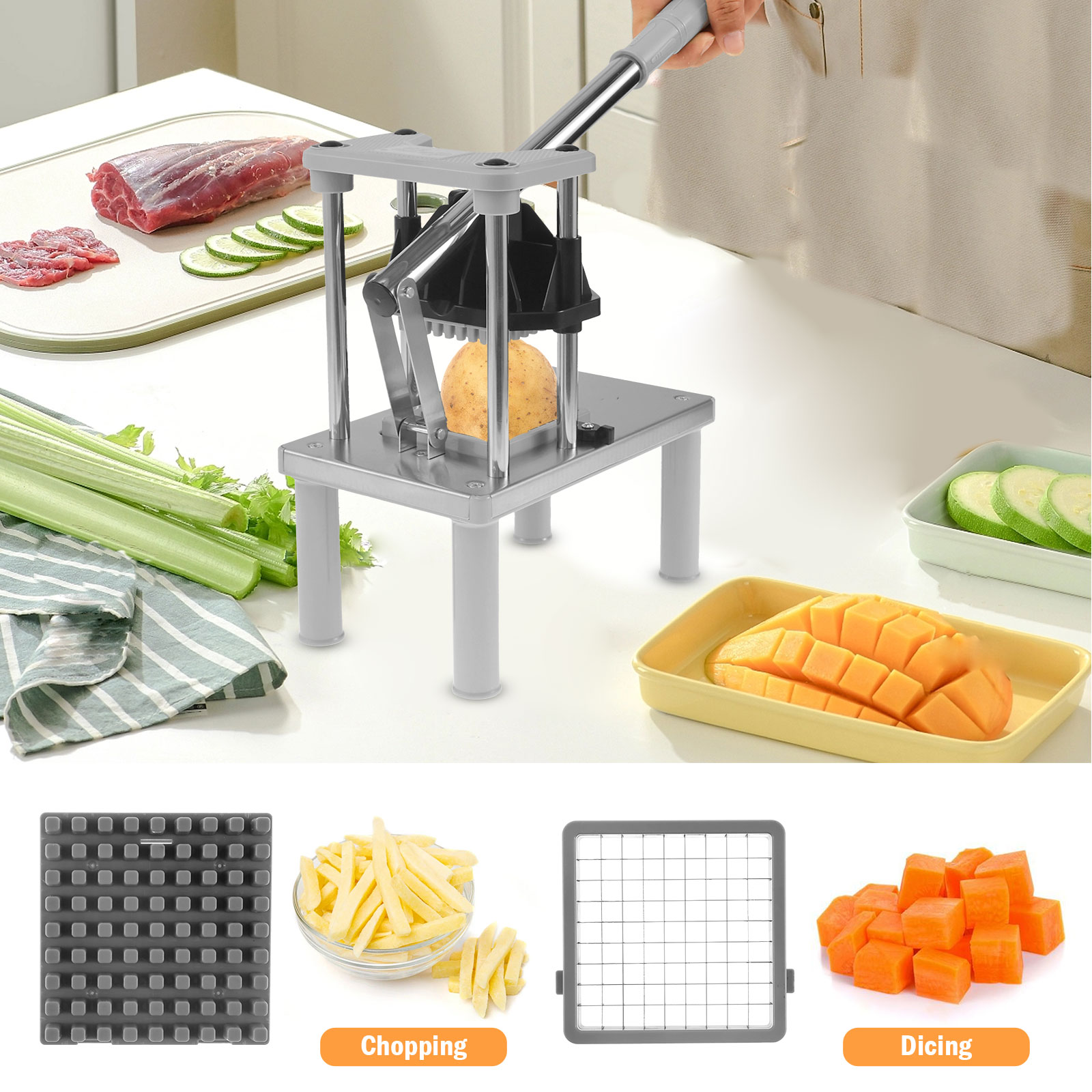 قطاعة فواكه الخضروات التجارية، - مراجعة Kitchen Gadgets Vegetable Chopper وسعره