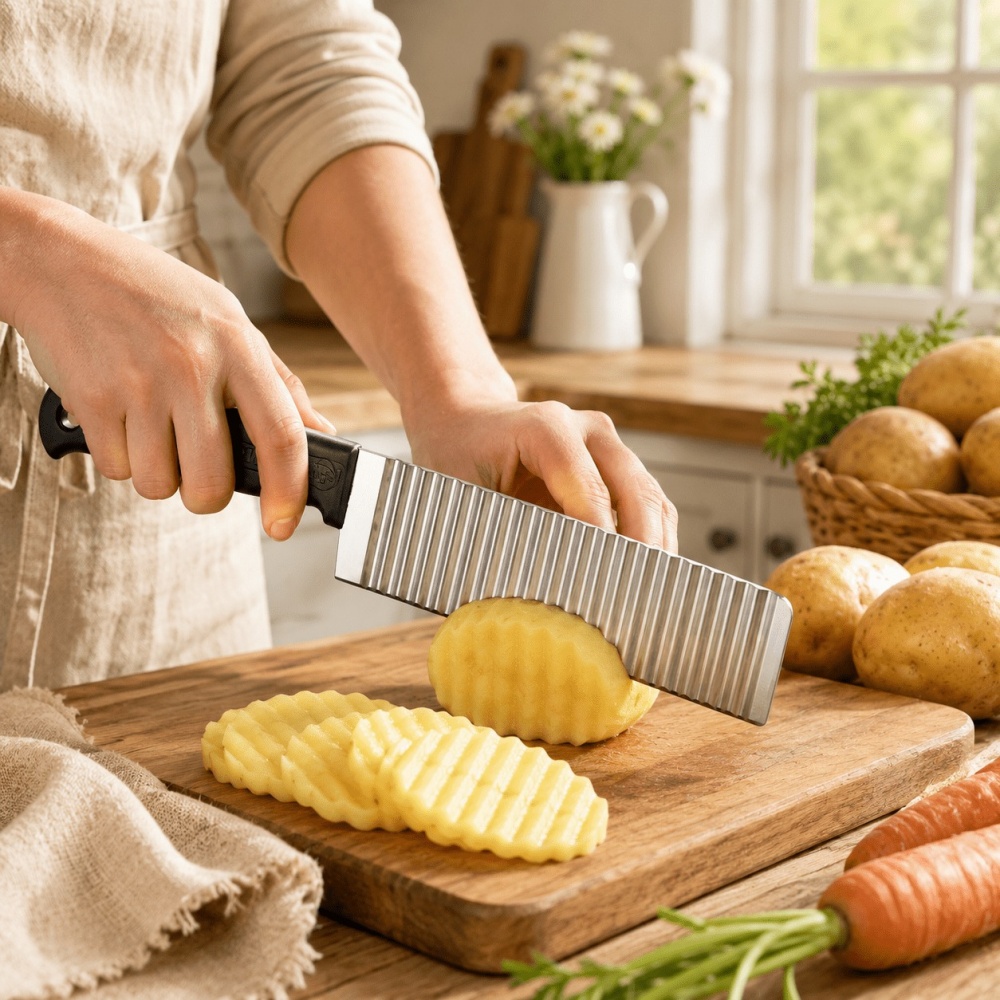 قطاعة بطاطس مموجة من الفولاذ ا - مراجعة Kitchen Gadgets Vegetable Chopper وسعره