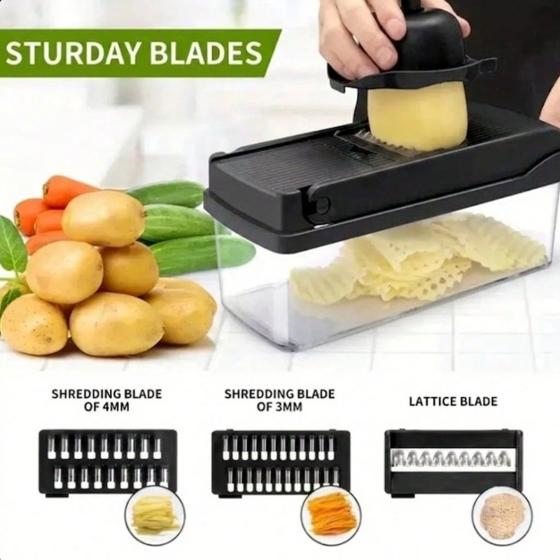 قطاعة خضروات سوداء 16 في 1 متع - مراجعة Kitchen Gadgets Vegetable Chopper وسعره
