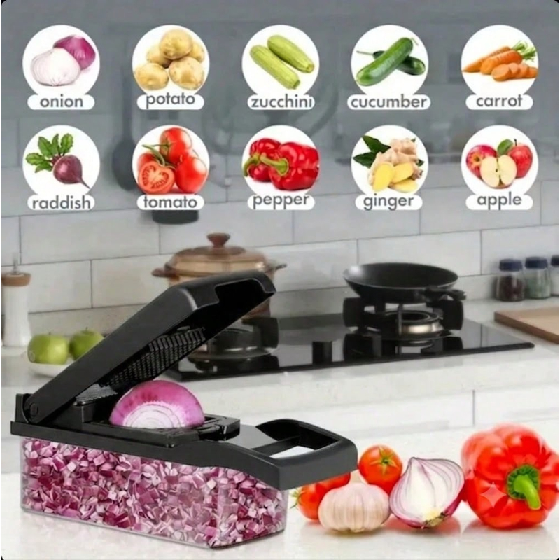 قطاعة خضروات سوداء 16 في 1 متع - مراجعة Kitchen Gadgets Vegetable Chopper وسعره