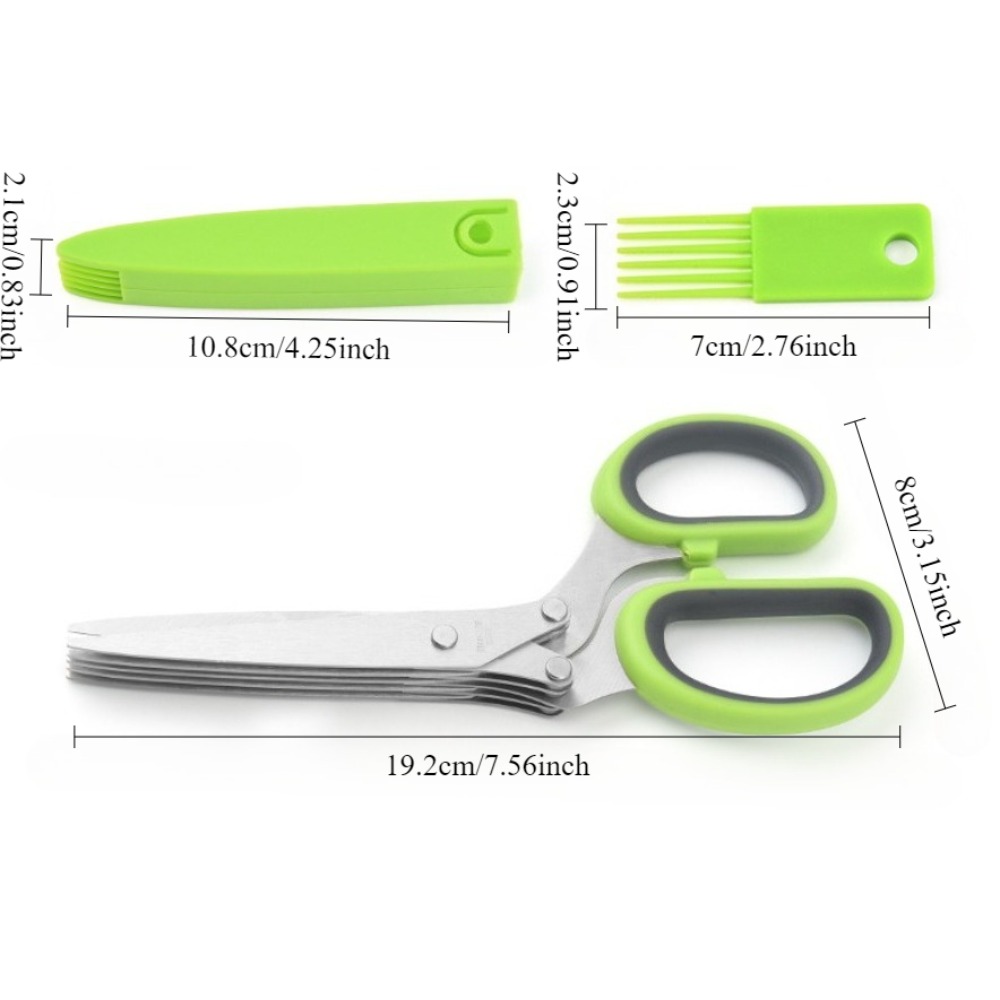 متعدد الطبقات مقص مقص المطبخ 5 - مراجعة Herb Scissors 5 Blade وسعره