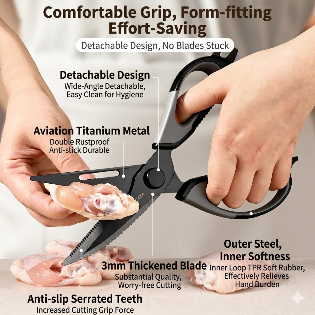 مقص مطبخ من التيتانيوم لقطع عظ - مراجعة Kitchen Gadgets Wholesale وسعره